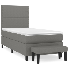 vidaXL sötétszürke szövet rugós ágy matraccal 90 x 200 cm (3136486) ágy és ágykellék