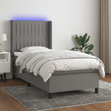 vidaXL sötétszürke szövet rugós és LED-es ágy matraccal 100x200 cm ágy és ágykellék
