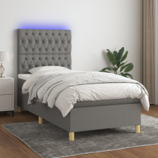 vidaXL sötétszürke szövet rugós és LED-es ágy matraccal 100x200 cm ágy és ágykellék