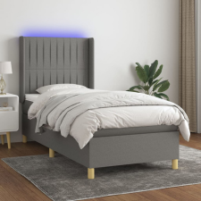 vidaXL sötétszürke szövet rugós és LED-es ágy matraccal 100x200 cm ágy és ágykellék