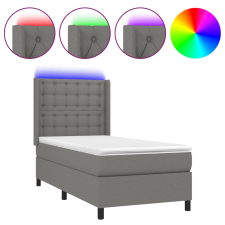 vidaXL sötétszürke szövet rugós és LED-es ágy matraccal 100x200 cm (3138614) ágy és ágykellék