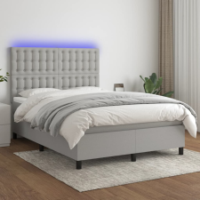 vidaXL sötétszürke szövet rugós és LED-es ágy matraccal 140x190 cm ágy és ágykellék