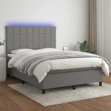 vidaXL sötétszürke szövet rugós és LED-es ágy matraccal 140x190 cm ágy és ágykellék
