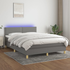 vidaXL sötétszürke szövet rugós és LED-es ágy matraccal 140x190 cm ágy és ágykellék