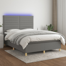 vidaXL sötétszürke szövet rugós és LED-es ágy matraccal 140x190 cm ágy és ágykellék