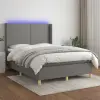 vidaXL sötétszürke szövet rugós és LED-es ágy matraccal 140x190 cm