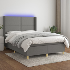 vidaXL sötétszürke szövet rugós és LED-es ágy matraccal 140x190 cm ágy és ágykellék