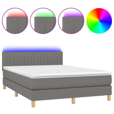 vidaXL sötétszürke szövet rugós és LED-es ágy matraccal 140x190 cm  (3133870) ágy és ágykellék