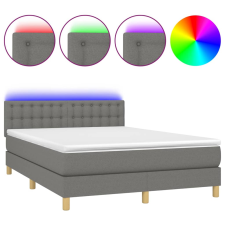 vidaXL sötétszürke szövet rugós és LED-es ágy matraccal 140x190 cm (3134030) ágy és ágykellék