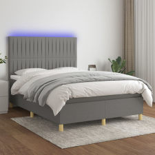 vidaXL sötétszürke szövet rugós és LED-es ágy matraccal 140x200 cm ágy és ágykellék