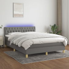 vidaXL sötétszürke szövet rugós és LED-es ágy matraccal 140x200 cm ágy és ágykellék