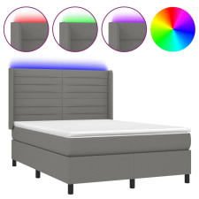 vidaXL sötétszürke szövet rugós és LED-es ágy matraccal 140x200 cm (3138398) ágy és ágykellék