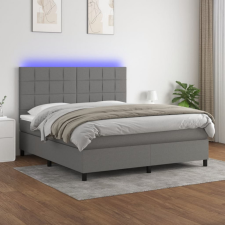 vidaXL sötétszürke szövet rugós és LED-es ágy matraccal 160x200 cm ágy és ágykellék