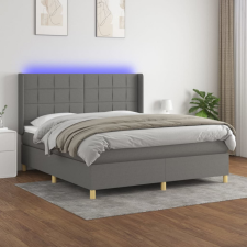 vidaXL sötétszürke szövet rugós és LED-es ágy matraccal 160x200 cm ágy és ágykellék