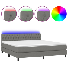 vidaXL sötétszürke szövet rugós és LED-es ágy matraccal 160x200 cm (3133406) ágy és ágykellék