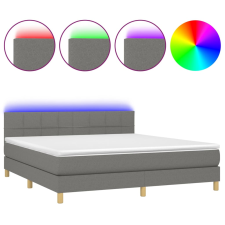 vidaXL sötétszürke szövet rugós és LED-es ágy matraccal 160x200 cm (3133726) ágy és ágykellék