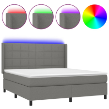 vidaXL sötétszürke szövet rugós és LED-es ágy matraccal 160x200 cm (3138326) ágy és ágykellék