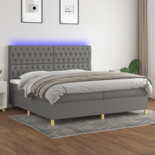 vidaXL sötétszürke szövet rugós és LED-es ágy matraccal 200x200 cm ágy és ágykellék