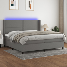 vidaXL sötétszürke szövet rugós és LED-es ágy matraccal 200x200 cm ágy és ágykellék