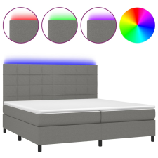 vidaXL sötétszürke szövet rugós és LED-es ágy matraccal 200x200 cm (3134902) ágy és ágykellék