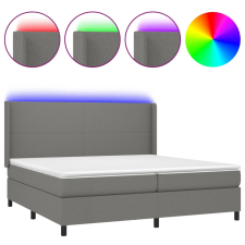 vidaXL sötétszürke szövet rugós és LED-es ágy matraccal 200x200 cm (3138182) ágy és ágykellék