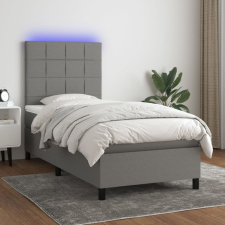 vidaXL sötétszürke szövet rugós és LED-es ágy matraccal 90x190 cm ágy és ágykellék