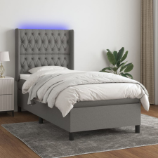 vidaXL sötétszürke szövet rugós és LED-es ágy matraccal 90x190 cm ágy és ágykellék