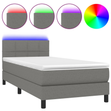 vidaXL sötétszürke szövet rugós és LED-es ágy matraccal 90x190 cm (3133118) ágy és ágykellék