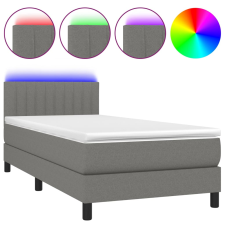 vidaXL sötétszürke szövet rugós és LED-es ágy matraccal 90x190 cm (3133278) ágy és ágykellék