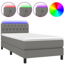 vidaXL sötétszürke szövet rugós és LED-es ágy matraccal 90x200 cm (3133366) ágy és ágykellék