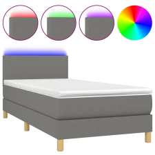 vidaXL sötétszürke szövet rugós és LED-es ágy matraccal 90x200 cm (3133526) ágy és ágykellék