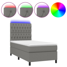 vidaXL sötétszürke szövet rugós és LED-es ágy matraccal 90x200 cm (3135086) ágy és ágykellék