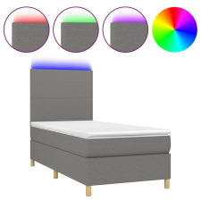 vidaXL sötétszürke szövet rugós és LED-es ágy matraccal 90x200 cm (3135246) ágy és ágykellék