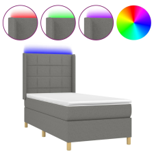 vidaXL sötétszürke szövet rugós és LED-es ágy matraccal 90x200 cm (3138846) ágy és ágykellék