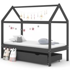 vidaXL sötétszürke tömör fenyőfa gyerekágykeret fiókkal 80 x 160 cm kiságy, babaágy