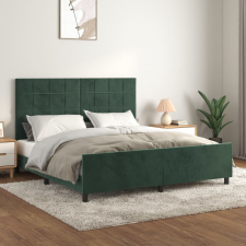 vidaXL sötétzöld bársony ágykeret fejtámlával 160 x 200 cm ágy és ágykellék