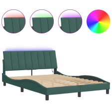 vidaXL sötétzöld bársony ágykeret LED-világítással 120 x 200 cm (3213772) ágy és ágykellék