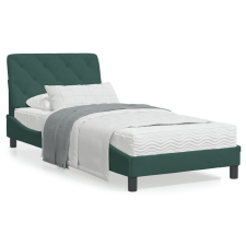 vidaXL sötétzöld bársony ágykeret LED-világítással 90 x 190 cm ágy és ágykellék
