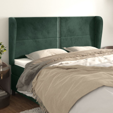 vidaXL sötétzöld bársony fejtámla szárnyakkal 183x23x118/128 cm ágy és ágykellék
