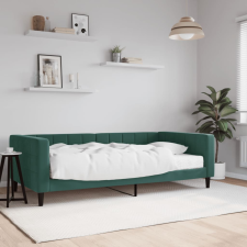 vidaXL sötétzöld bársony heverő matraccal 100 x 200 cm ágy és ágykellék