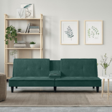 vidaXL sötétzöld bársony kanapéágy pohártartókkal bútor