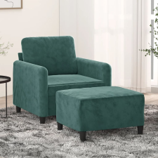vidaXL sötétzöld bársony kanapéfotel lábtartóval 60 cm bútor