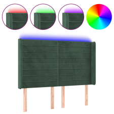 vidaXL sötétzöld bársony LED-es fejtámla 147x16x118/128 cm (3124239) ágy és ágykellék