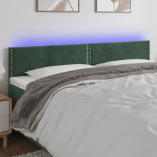 vidaXL sötétzöld bársony LED-es fejtámla 160x5x78/88 cm ágy és ágykellék
