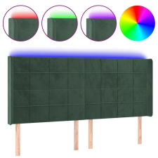 vidaXL sötétzöld bársony LED-es fejtámla 163x16x118/128 cm (3124105) ágy és ágykellék