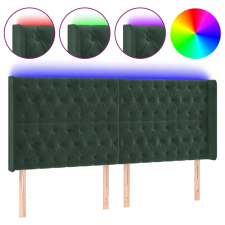 vidaXL sötétzöld bársony LED-es fejtámla 183x16x118/128 cm  (3124447) ágy és ágykellék