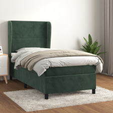 vidaXL Sötétzöld bársony rugós ágy matraccal 100 x 200 cm ágy és ágykellék