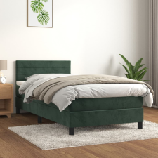 vidaXL sötétzöld bársony rugós ágy matraccal 100 x 200 cm ágy és ágykellék
