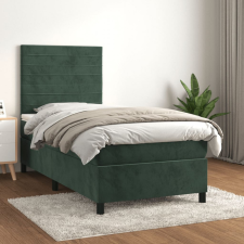 vidaXL sötétzöld bársony rugós ágy matraccal 100 x 200 cm ágy és ágykellék