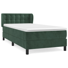 vidaXL sötétzöld bársony rugós ágy matraccal 100 x 200 cm (3127718) ágy és ágykellék